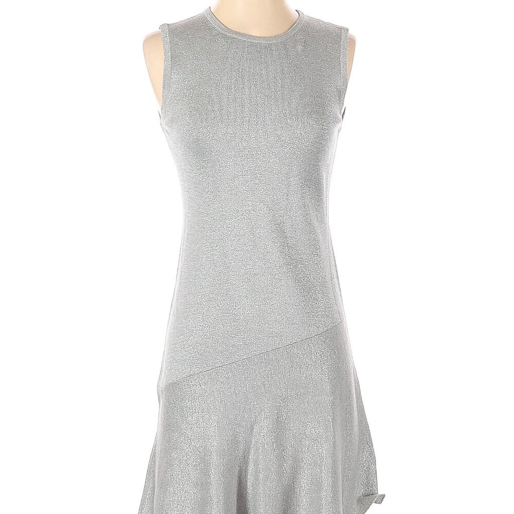 Theory Sleeveless Silver Knit Midi Dress